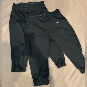 Lot of 2 Nike Womens Softball Pants Black Small